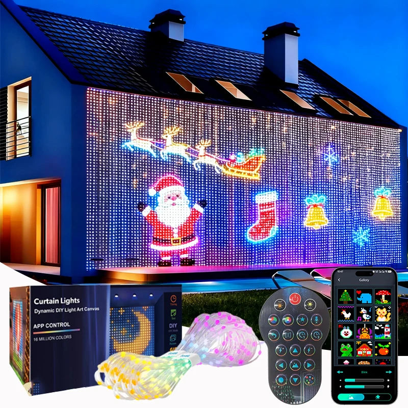 Smart RGB LED Curtain Lights – App Control, Music Sync & DIY Patterns (Indoor/Outdoor)