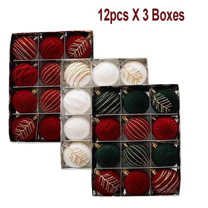 6/12PCS 6cm Christmas Ball Ornaments – Wine Red / Dark Green / White