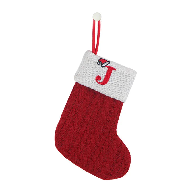 Knitted Christmas Stockings – Snowflake & Letter Design