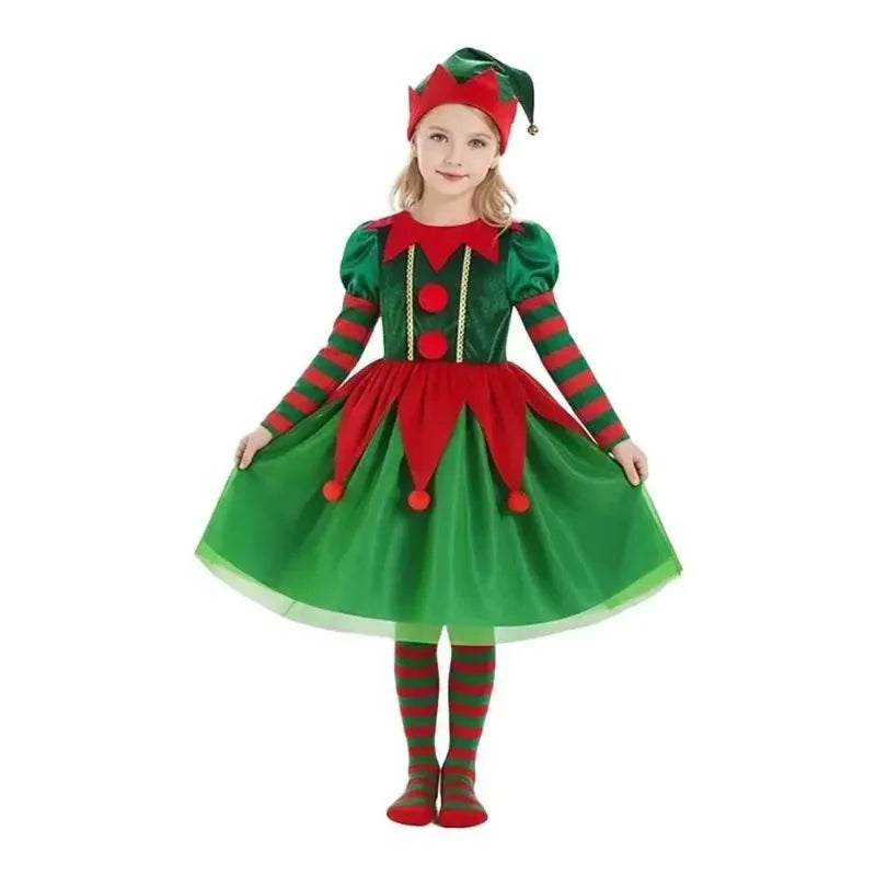 Kids’ Christmas Elf Cosplay Costume – Santa’s Little Helper Outfit