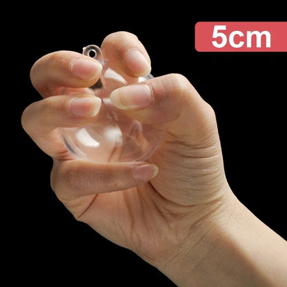 Clear DIY Fillable Christmas Ornaments – Transparent Plastic Hanging Balls (5–10cm)