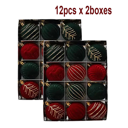6/12PCS 6cm Christmas Ball Ornaments – Wine Red / Dark Green / White