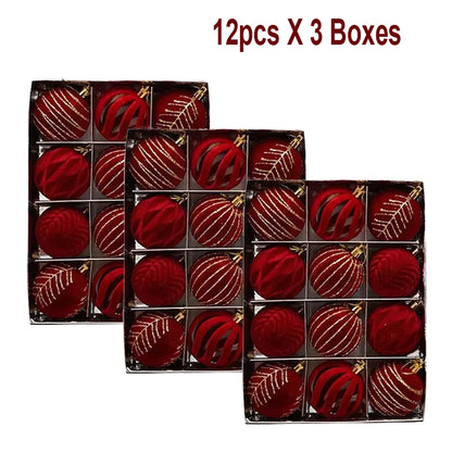 6/12PCS 6cm Christmas Ball Ornaments – Wine Red / Dark Green / White