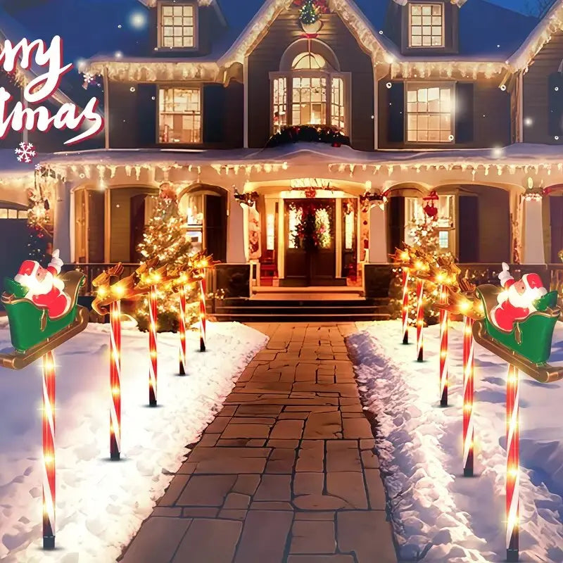 5PC Solar Santa & Elk Garden Lights – Waterproof Outdoor Christmas Decor