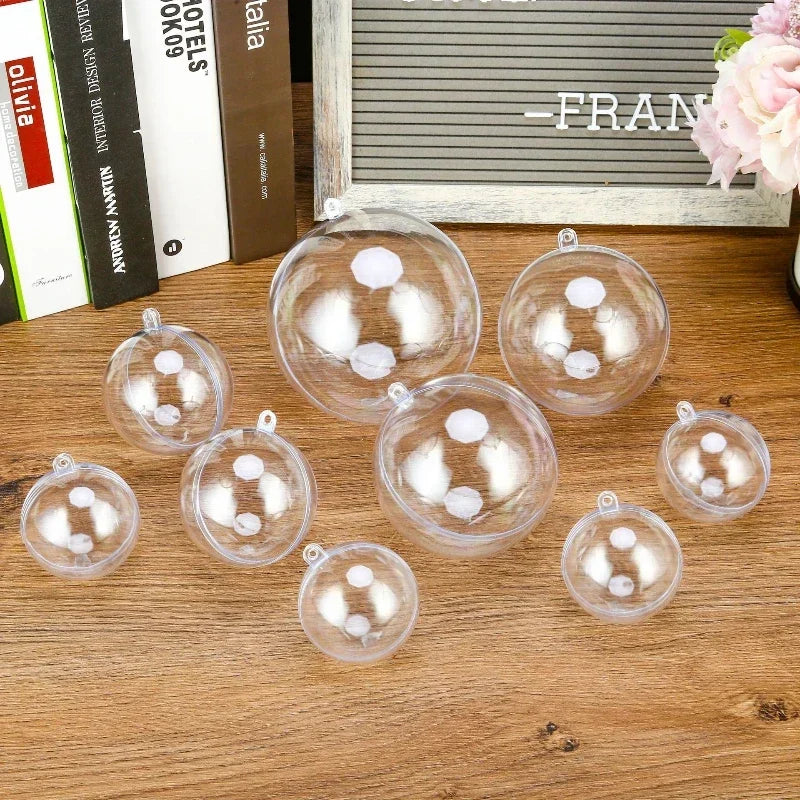 Clear DIY Fillable Christmas Ornaments – Transparent Plastic Hanging Balls (5–10cm)