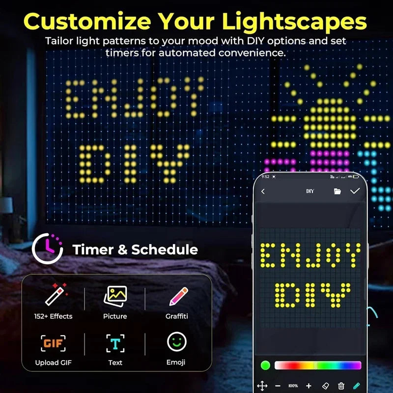 Smart RGB LED Curtain Lights – App Control, Music Sync & DIY Patterns (Indoor/Outdoor)