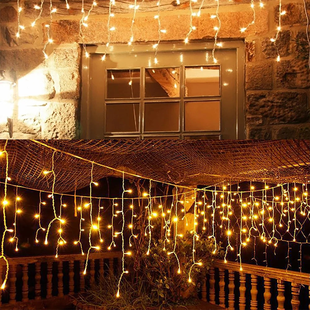 Solar Icicle Curtain Lights – 3.5M Outdoor Waterproof Fairy Drops (96 LEDs)
