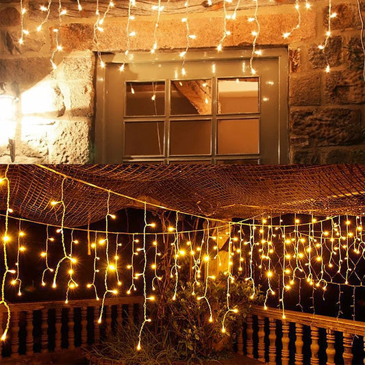Solar Icicle Curtain Lights – 3.5M Outdoor Waterproof Fairy Drops (96 LEDs)