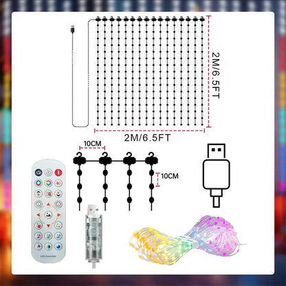 Smart RGB LED Curtain Lights – App Control, Music Sync & DIY Patterns (Indoor/Outdoor)