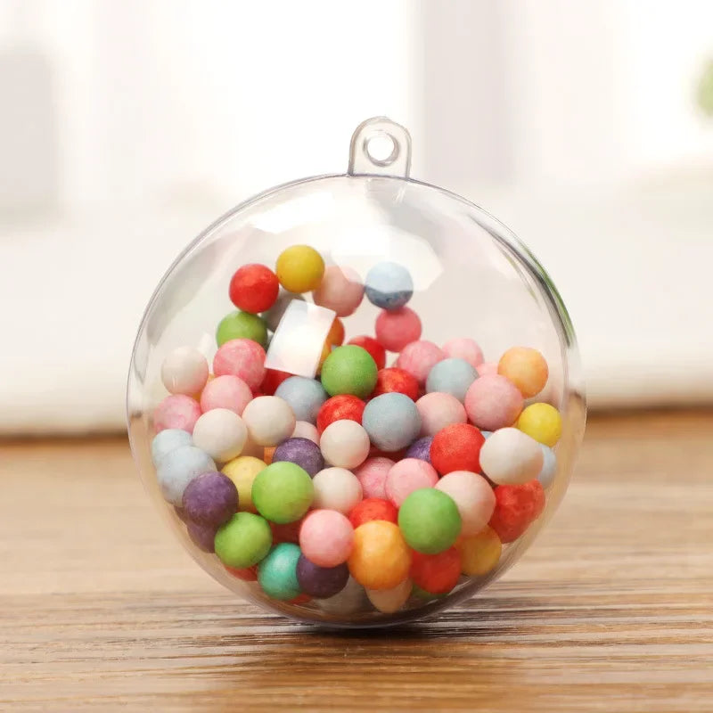 Clear DIY Fillable Christmas Ornaments – Transparent Plastic Hanging Balls (5–10cm)