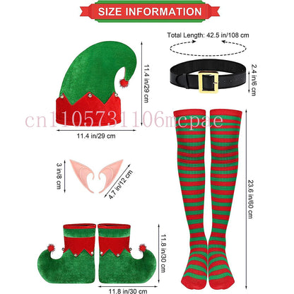 Women’s & Kids Green Elf Christmas Costume Set