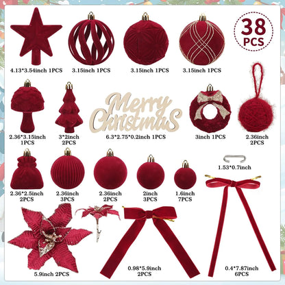 Velvet Christmas Balls – 38PC Set