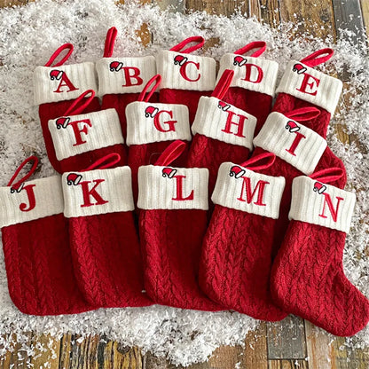 Knitted Christmas Stockings – Snowflake & Letter Design