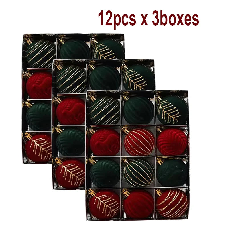 6/12PCS 6cm Christmas Ball Ornaments – Wine Red / Dark Green / White