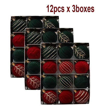 6/12PCS 6cm Christmas Ball Ornaments – Wine Red / Dark Green / White