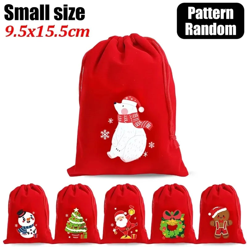 Velvet Santa Gift Sack – Drawstring Christmas Pouch